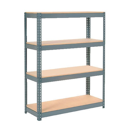 Extra Heavy Duty Shelving 48W X 24D X 72H With 4 Shelves, Wood Deck, Gry
